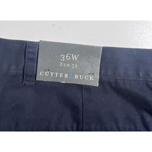 Mens Cutter &‎ Buck Khaki Navy Blue Flat Front Pants 100% Cotton New With Tags